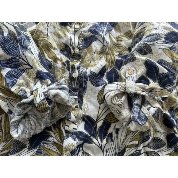 Tahari Women's Plus 2X 100% Linen Button Down Botanical Blouse Top - Picture 3 of 6